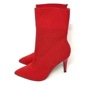 Brash Women's Xaya Red Mid-Calf Pointed Toe Stiletto Sock Boots 11M
